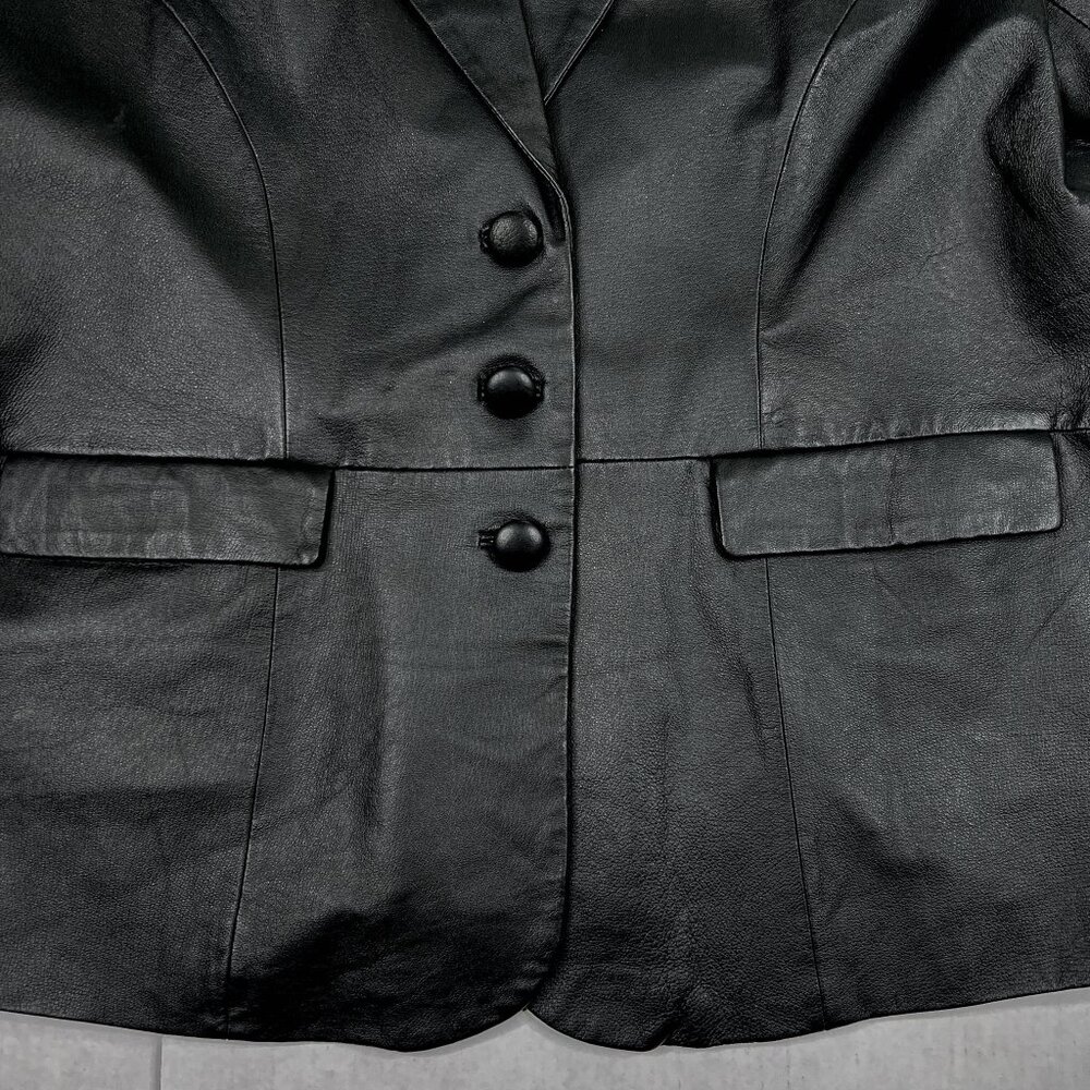 ‘80s Vintage Leather‎ Power Suit Jacket Stretch Slit Skirt Approx Sz 3XL NWOT - Picture 7 of 12